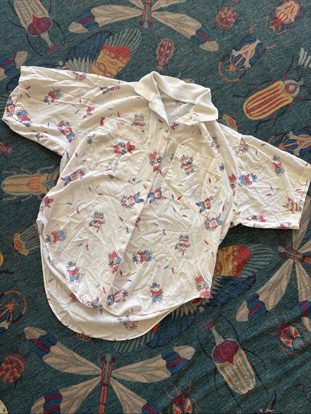 Vintage Cowboy Mouse cotton button down camp shirt M